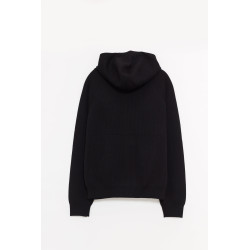CASABLANCA BLACK RIB MERINO HOODIE